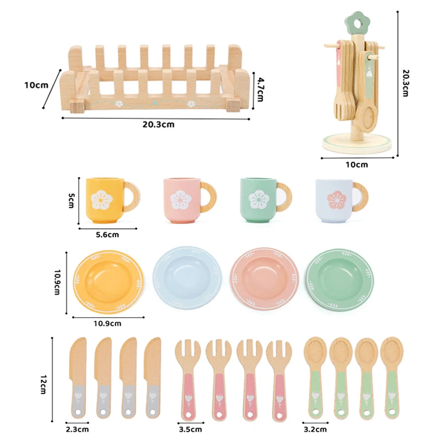 🍽️ Wooden Kitchen Tableware Fun for Little Chefs