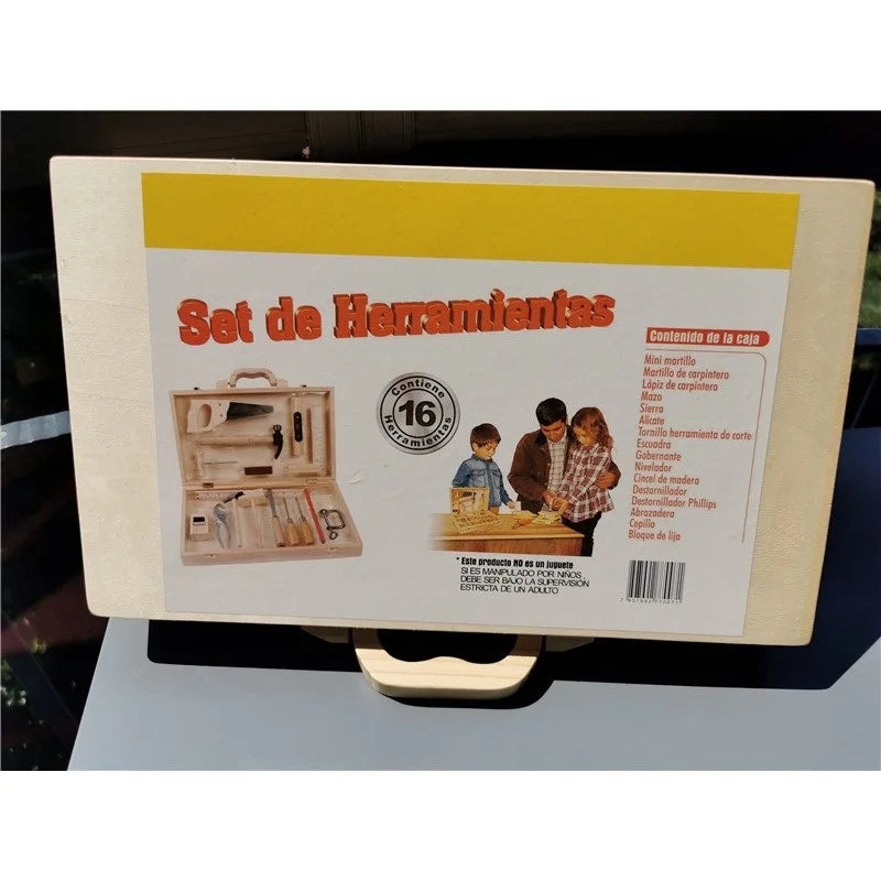 Children Real Life Wooden Carpenter's Box Tools Boy's.