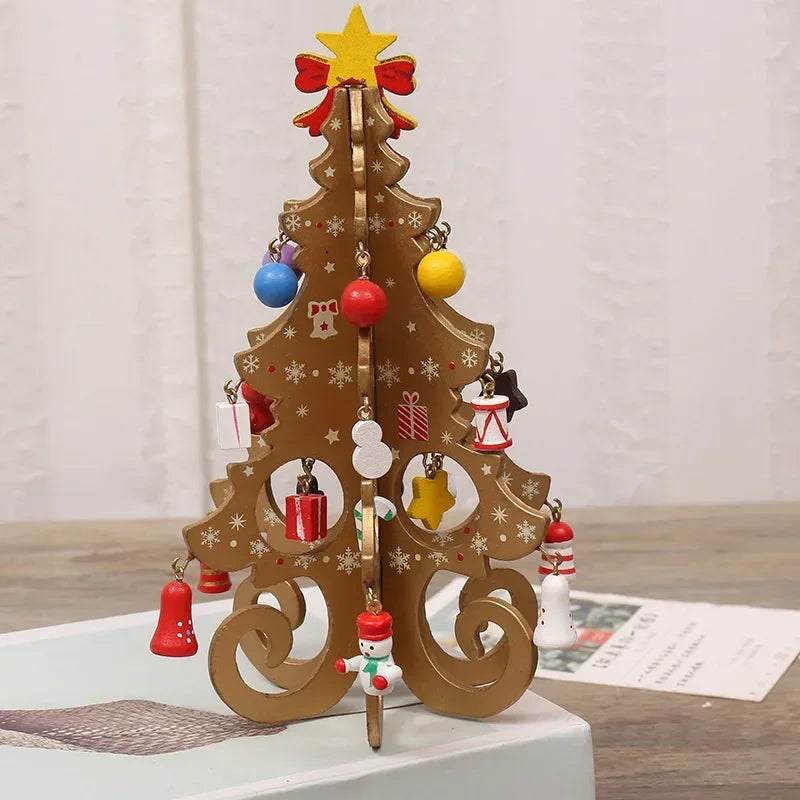 Wooden Christmas Tree Decorations Christmas Ornaments Home Desktop Party Christmas Decor.
