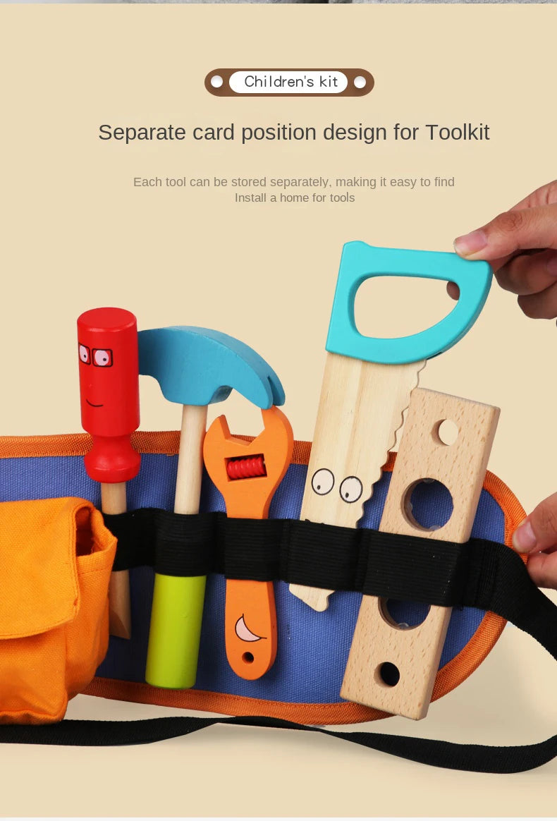 Children's wooden simulation toolkit, wooden tools