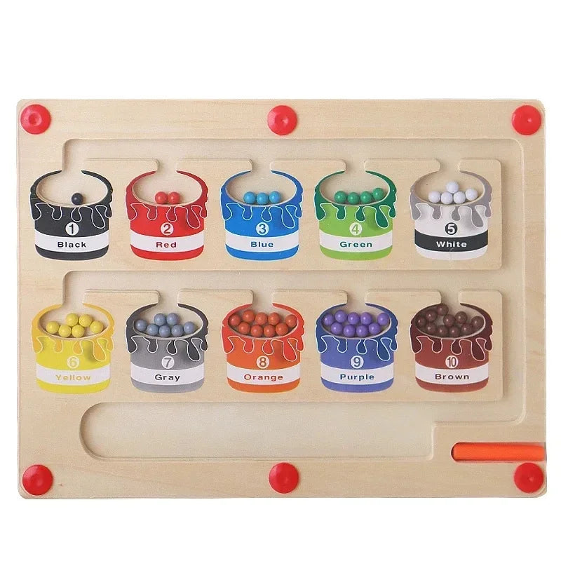 Wooden Magnetic Color and Number Maze Learning Education Toys