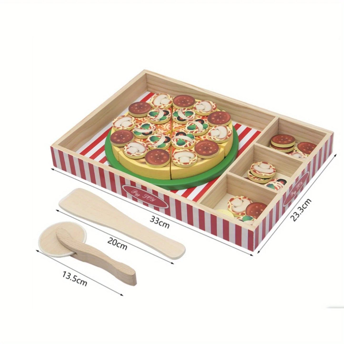 Wooden simulation pizza children play house boy girl cake dessert