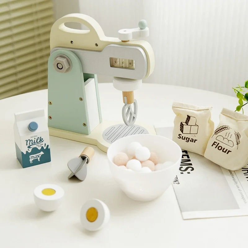 🧁 Wooden Food Mixer Pretend Play Set for Kids