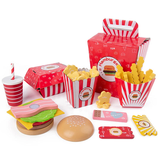 Montessori Wooden Burger Kitchen Toy