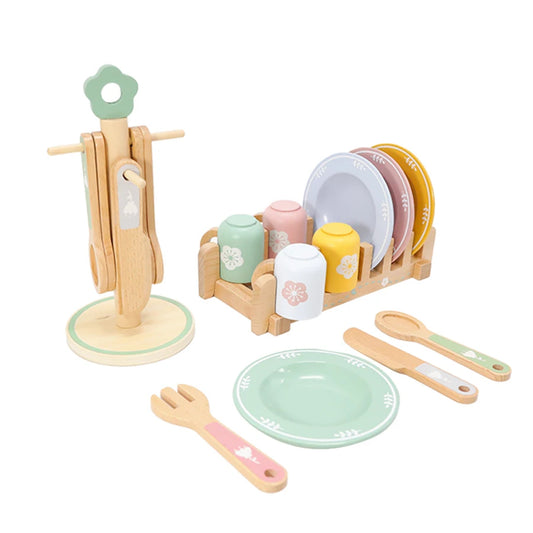 🍽️ Wooden Kitchen Tableware Fun for Little Chefs
