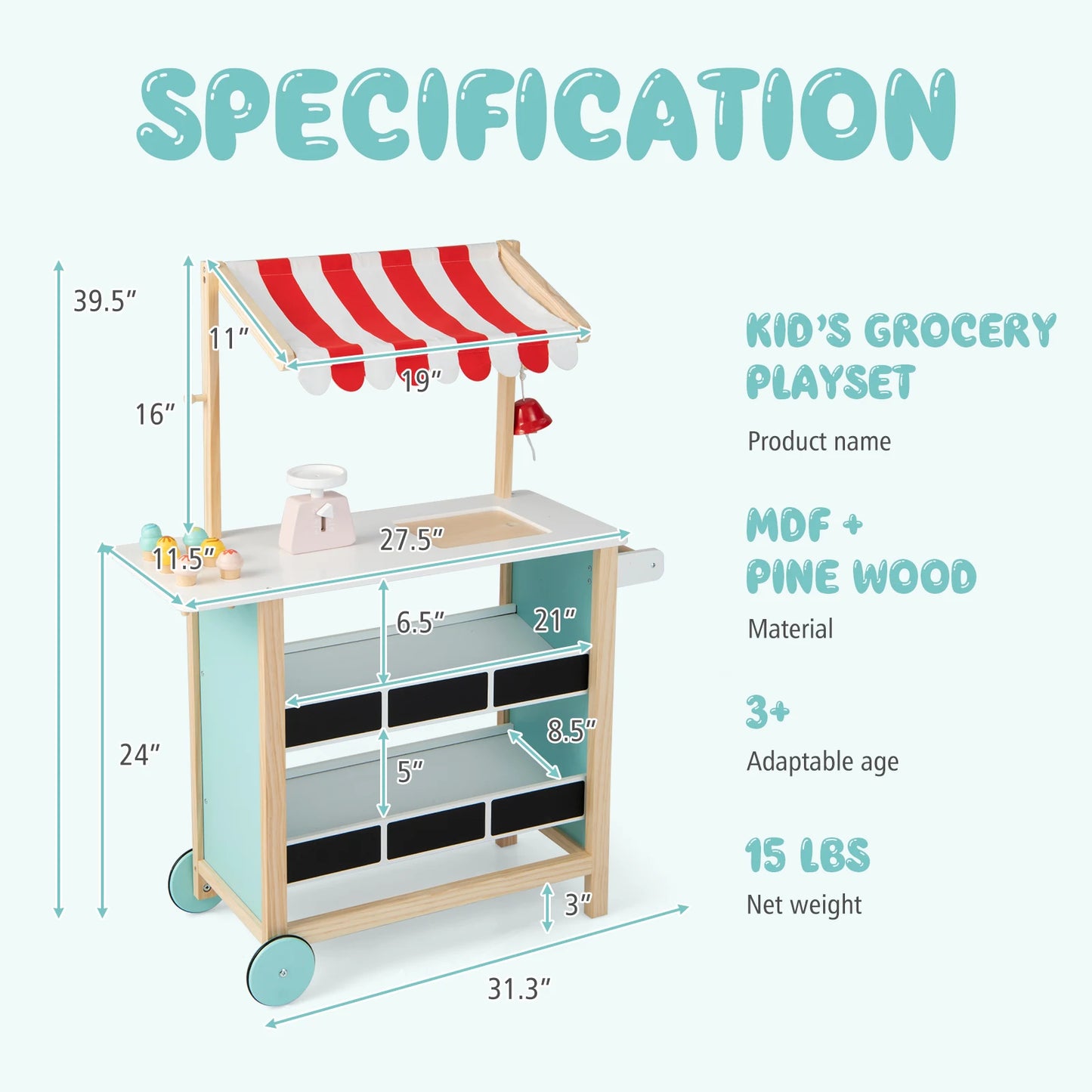 🍦 Wooden Ice Cream Cart