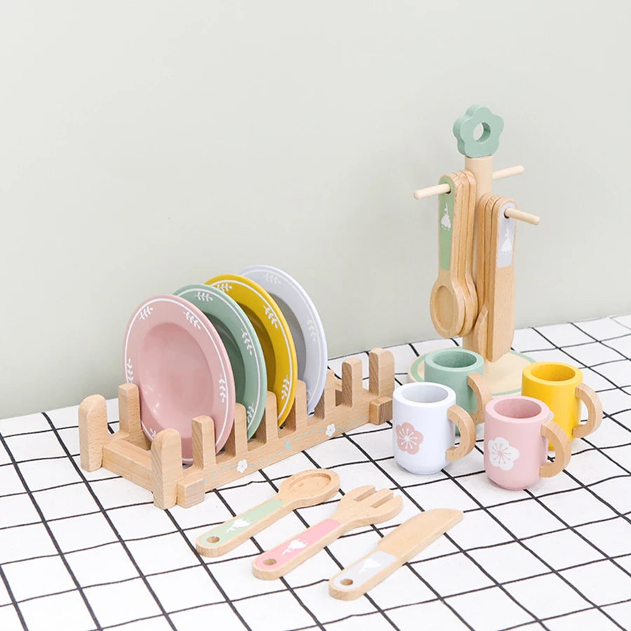 🍽️ Wooden Kitchen Tableware Fun for Little Chefs