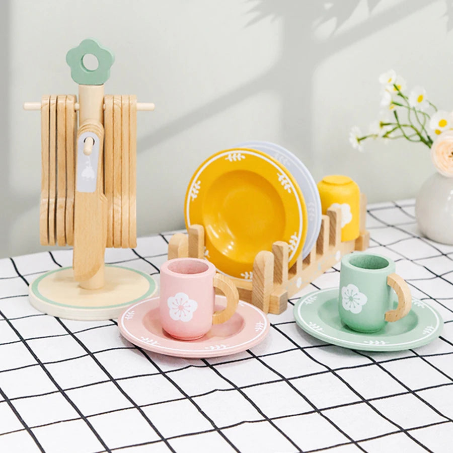 🍽️ Wooden Kitchen Tableware Fun for Little Chefs