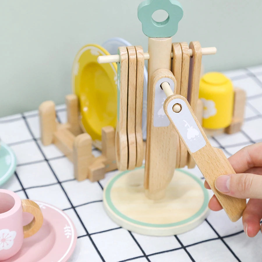 🍽️ Wooden Kitchen Tableware Fun for Little Chefs