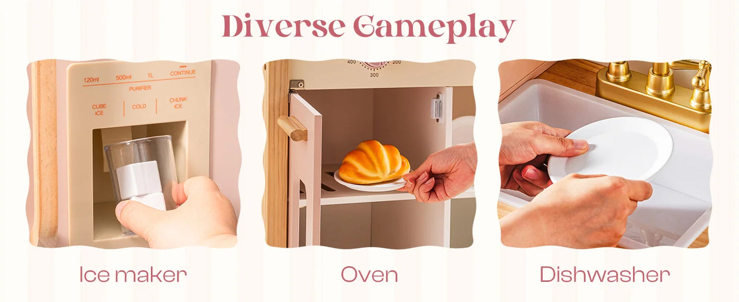 Kids Wooden Corner Kitchen Playset