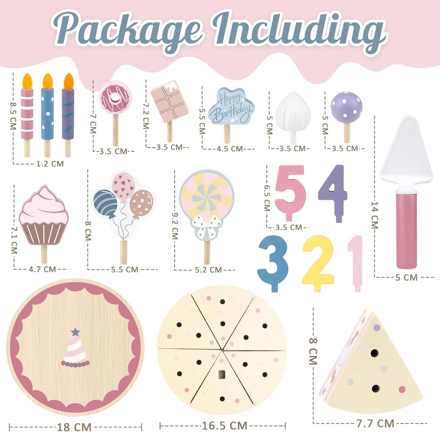 Wooden Kids Kitchen Toys Simulation Birthday Cake Toy.