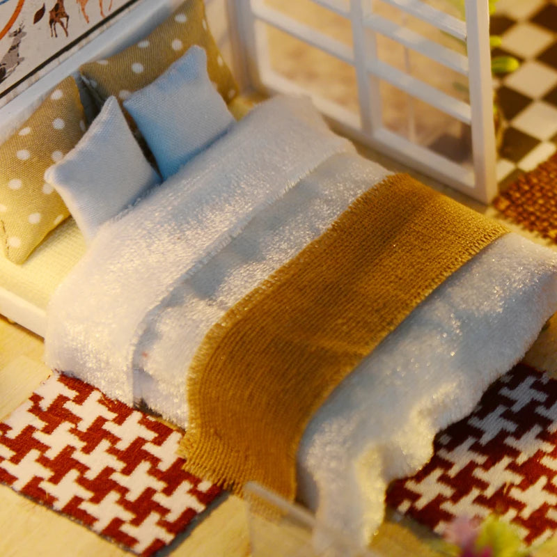 DIY Wooden Doll House with Furniture Miniature Dollhouse.