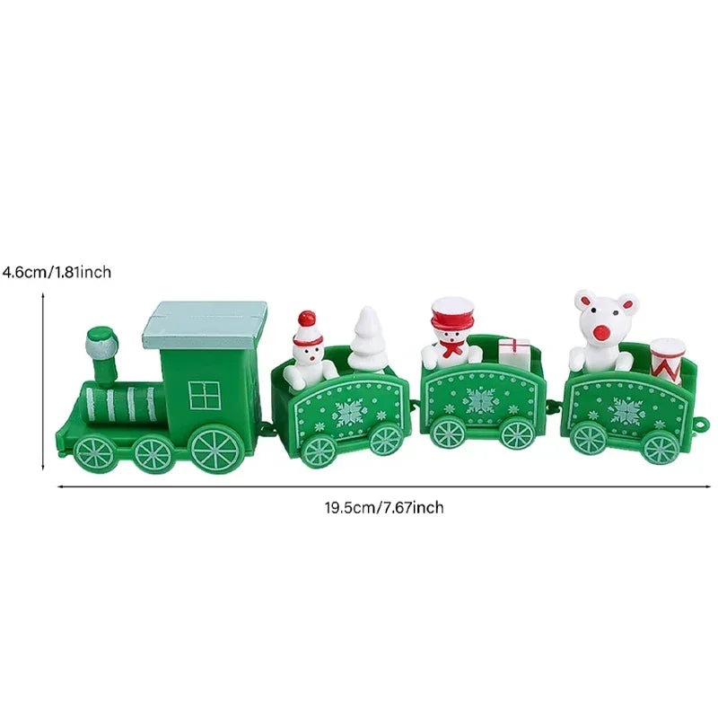 Wooden Train Christmas Ornaments Santa Cake Decoration Merry Christmas.