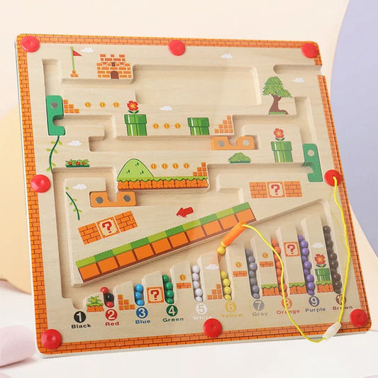 Wooden Magnetic Color and Number Maze Learning Education Toys