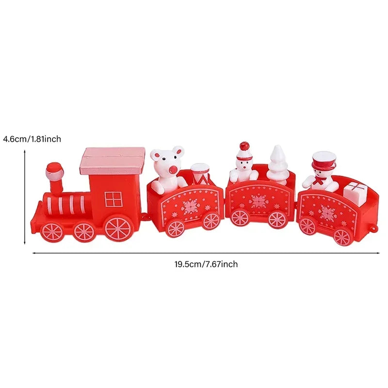 Wooden Train Christmas Ornaments Santa Cake Decoration Merry Christmas.