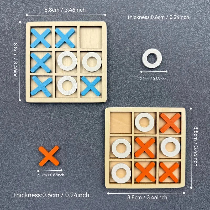 Wooden Tic Tac Toe Puzzle Game for Two Players.