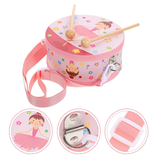 Cartoon Children Drum Instrument Kids Wooden.
