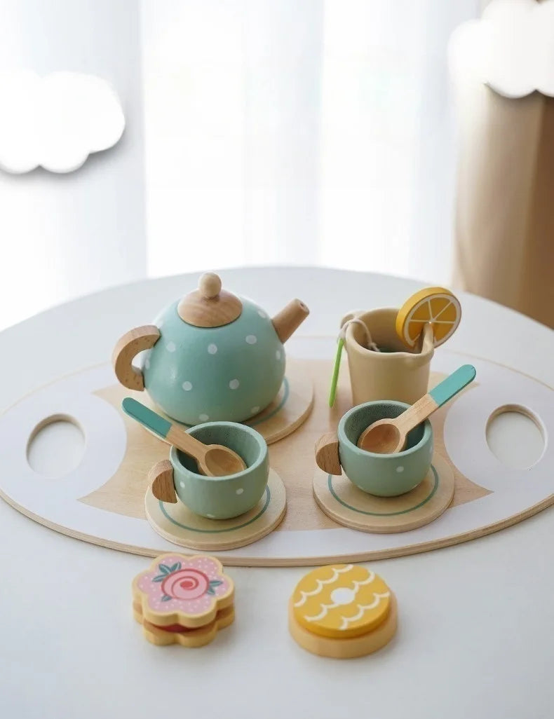 Wooden Children Simulation Afternoon Tea Set Toy.