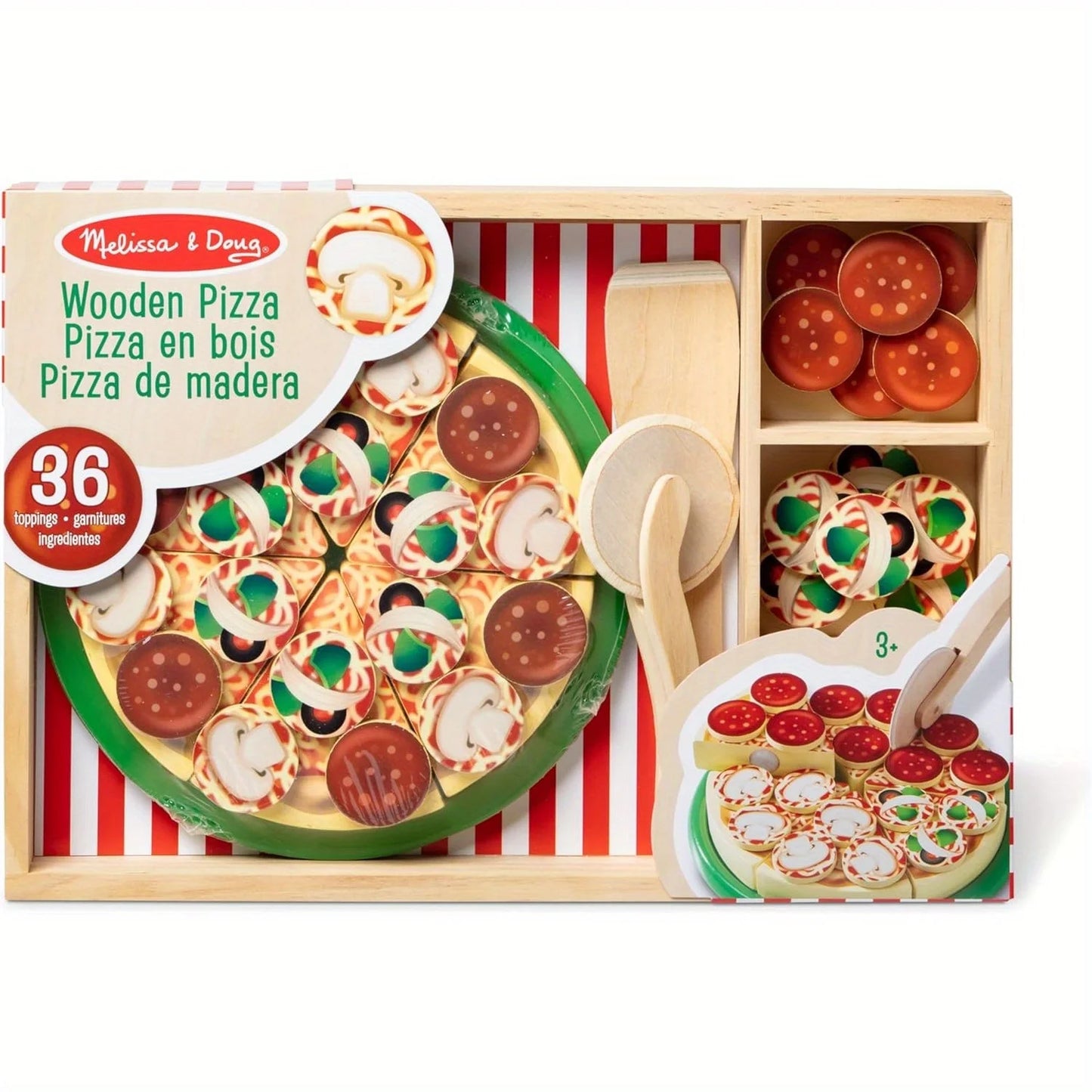 Wooden simulation pizza children play house boy girl cake dessert