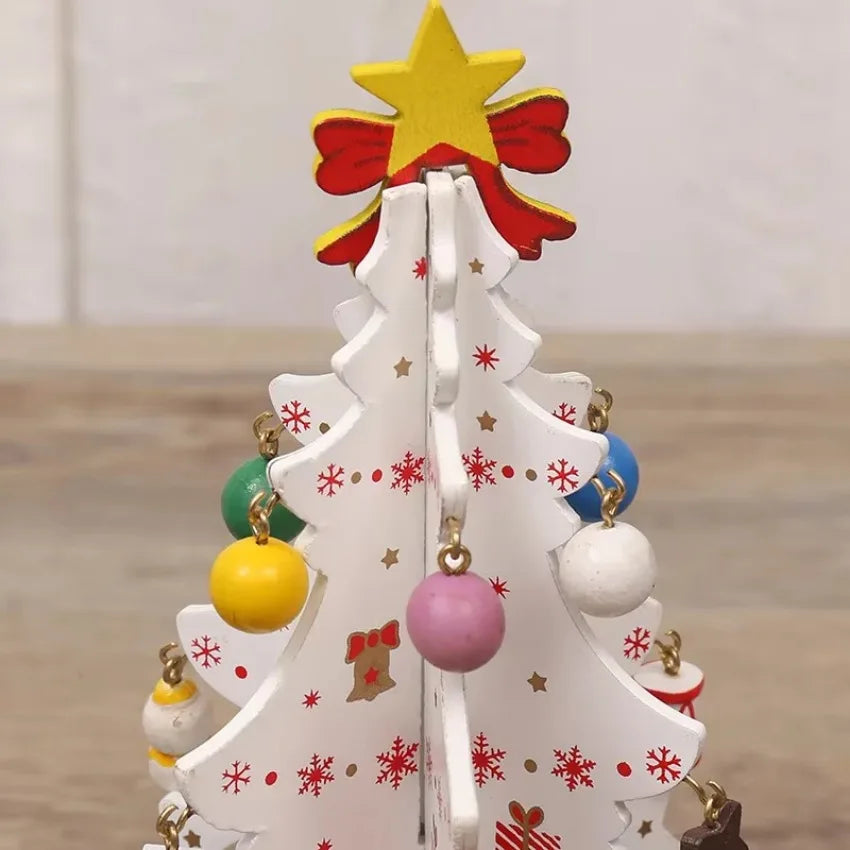 Wooden Christmas Tree Decorations Christmas Ornaments Home Desktop Party Christmas Decor.