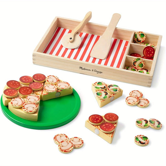 Wooden simulation pizza children play house boy girl cake dessert