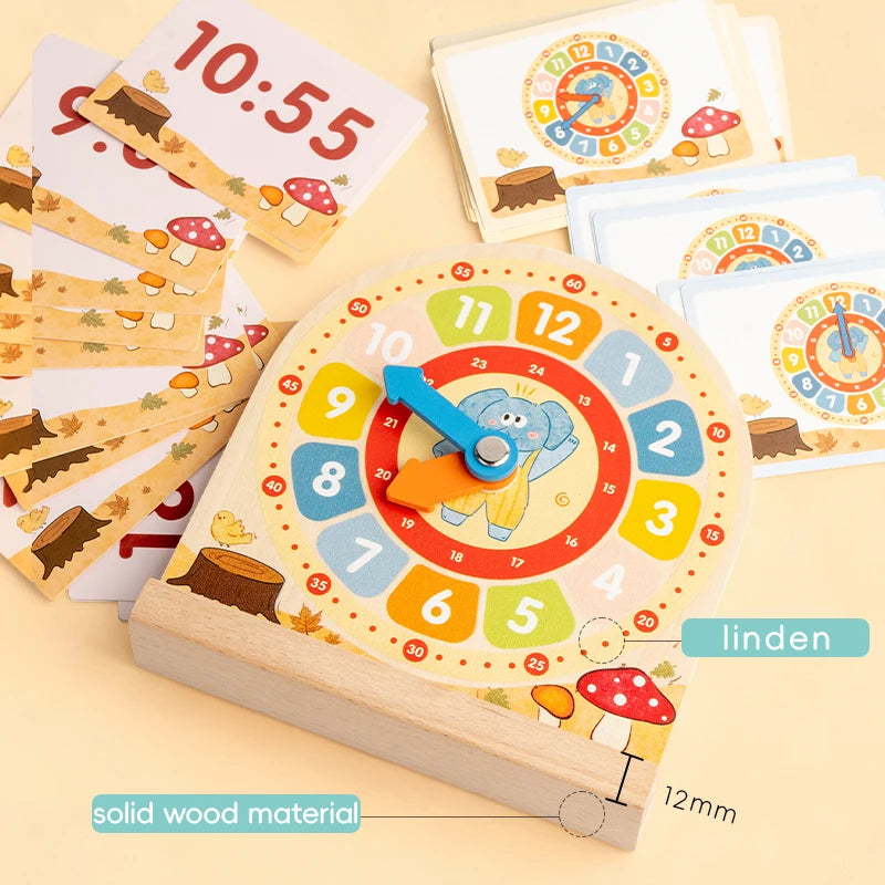 Wooden Learning Clock for Kids Time Teaching Toy