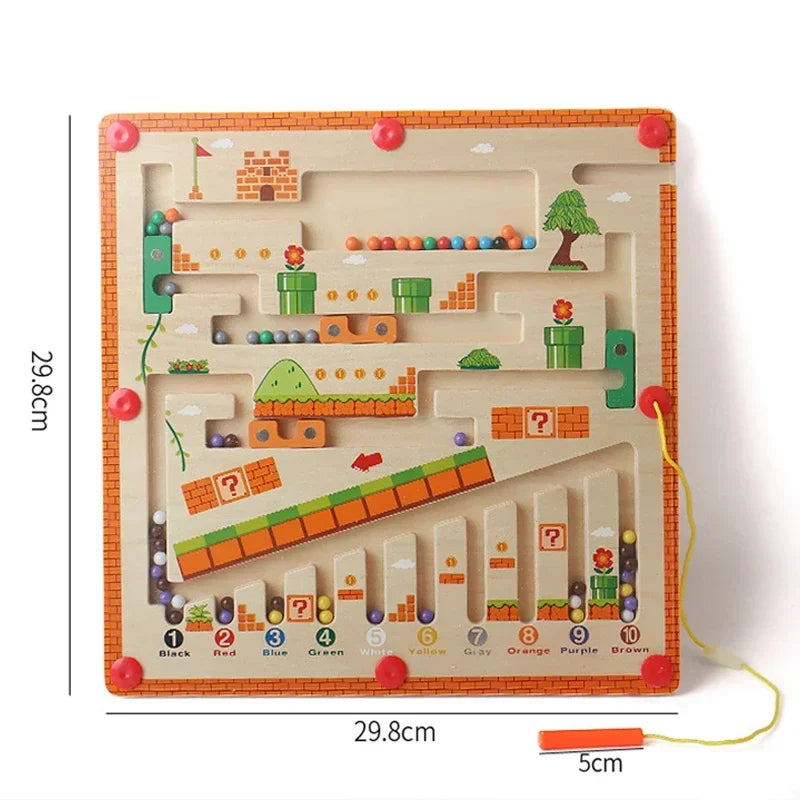 Wooden Magnetic Color and Number Maze Learning Education Toys