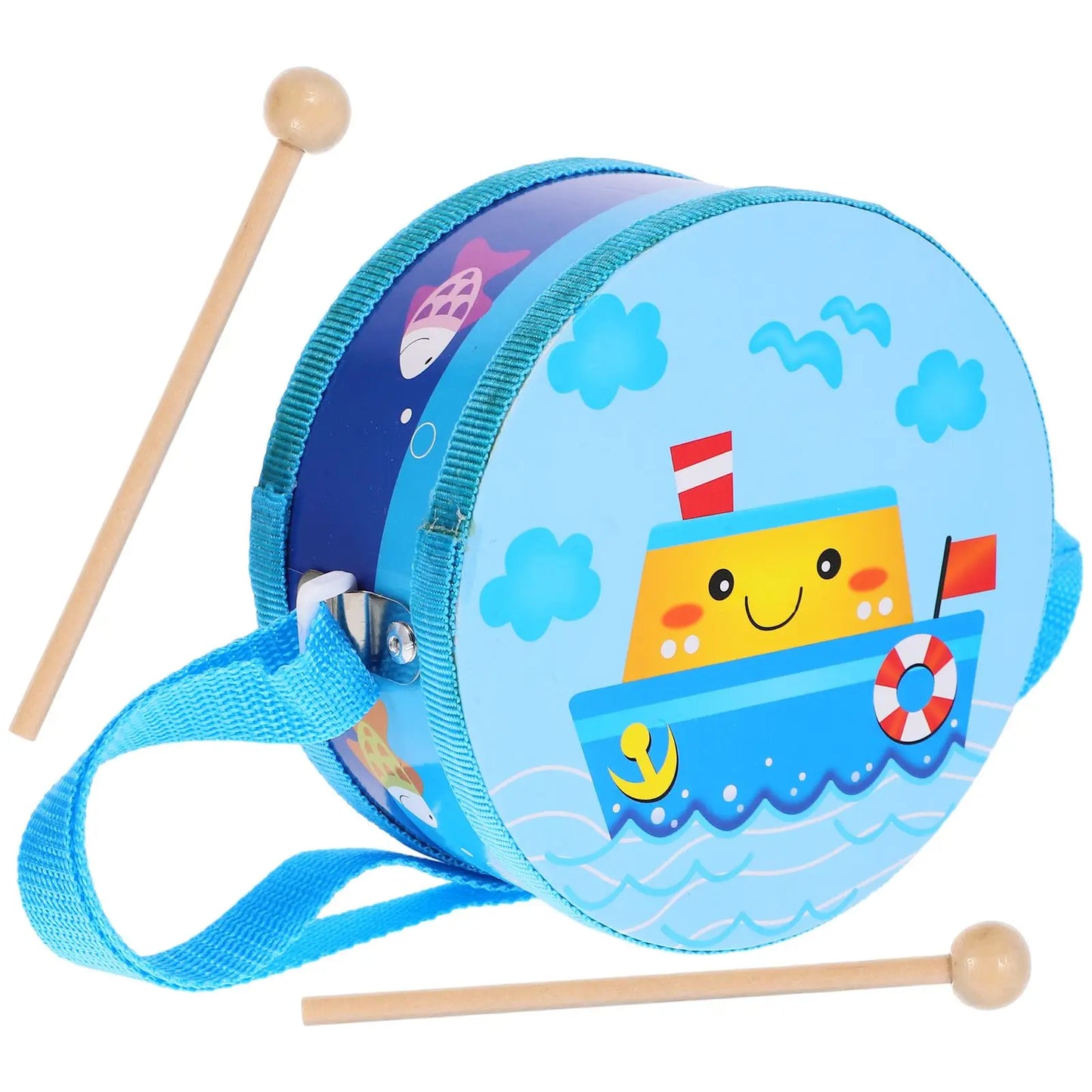 Cartoon Children Drum Instrument Kids Wooden.