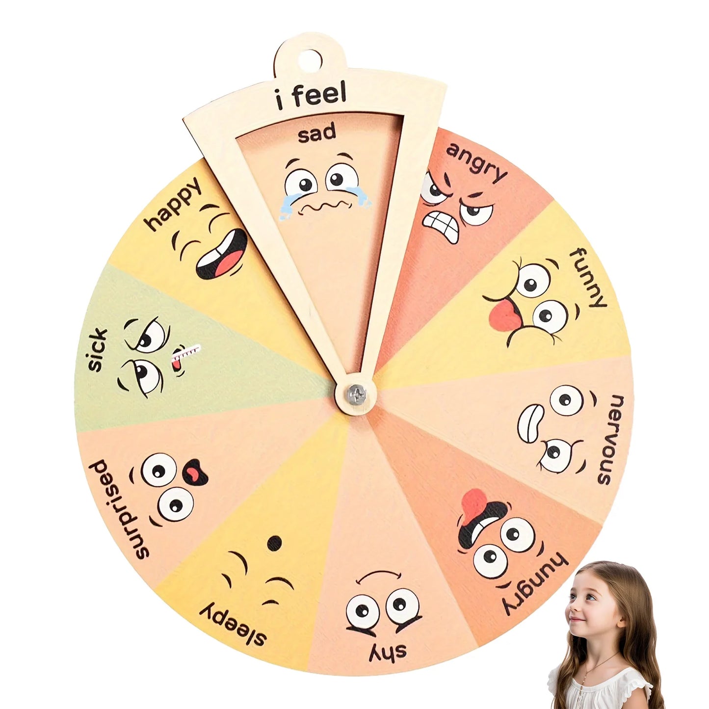 Wooden Children's Feelings  Emotional Board  Wheel Educational Classroom Decorations Emotions Crafts Suitable for Home School