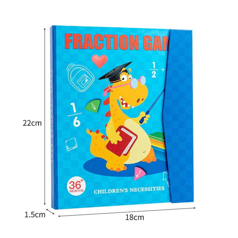 Wooden Magnetic Fraction Book. Arithmetic Learning Math.