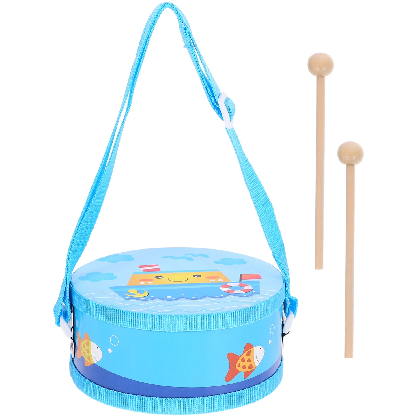 Cartoon Children Drum Instrument Kids Wooden.