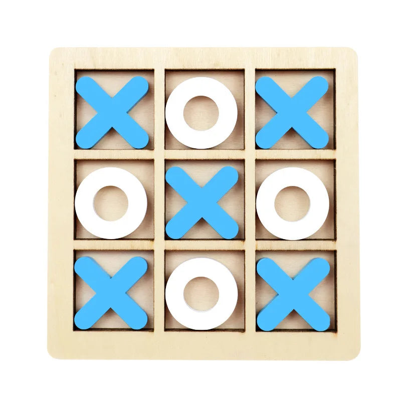 Wooden Tic Tac Toe Puzzle Game for Two Players.