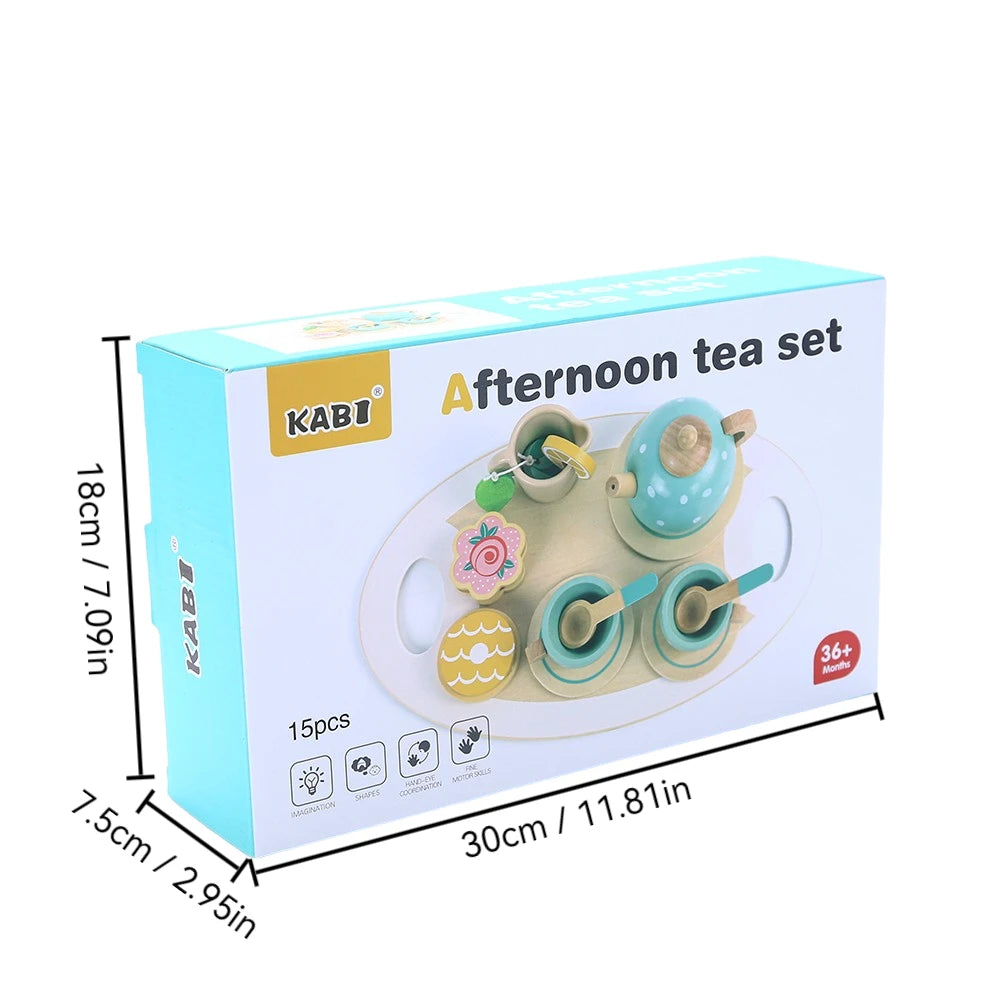 Wooden Children Simulation Afternoon Tea Set Toy.