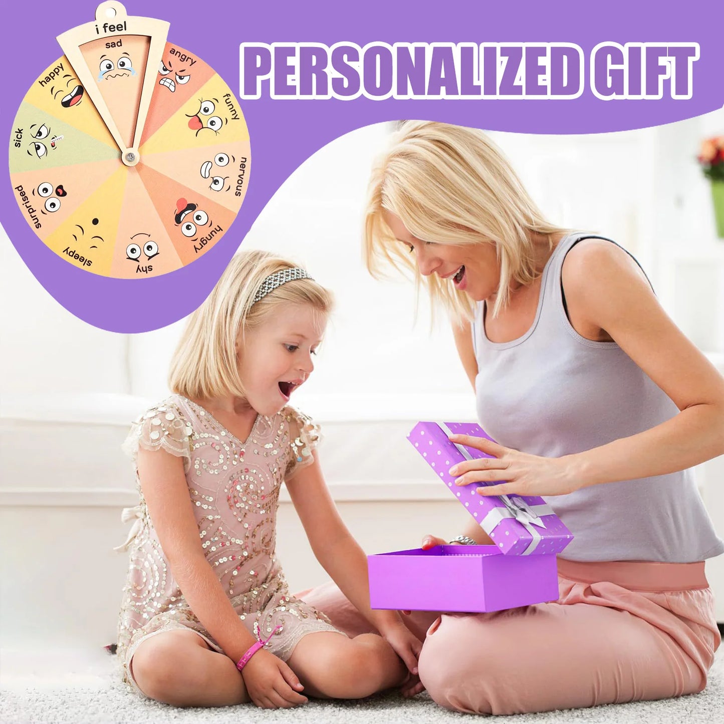 Wooden Children's Feelings  Emotional Board  Wheel Educational Classroom Decorations Emotions Crafts Suitable for Home School