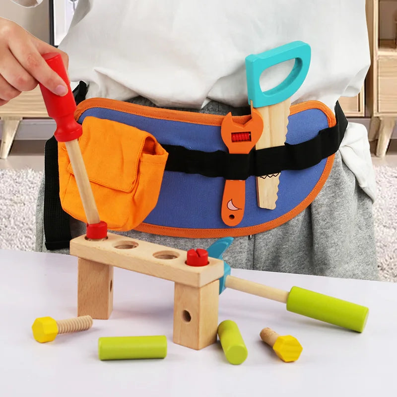 Children's wooden simulation toolkit, wooden tools