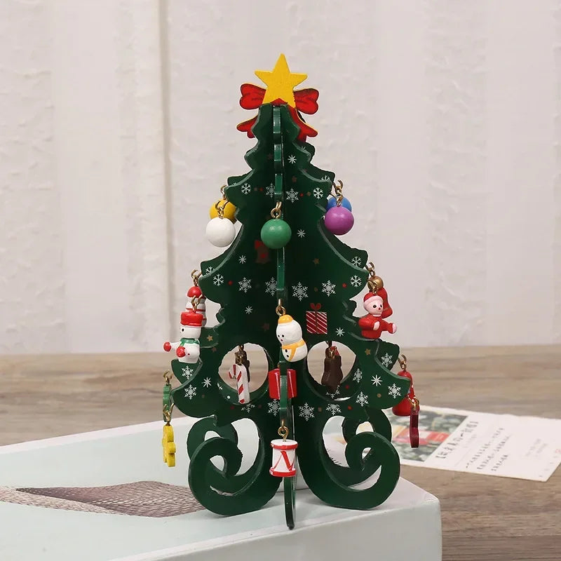 Wooden Christmas Tree Decorations Christmas Ornaments Home Desktop Party Christmas Decor.