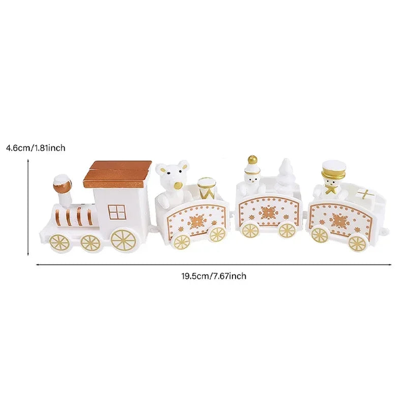 Wooden Train Christmas Ornaments Santa Cake Decoration Merry Christmas.