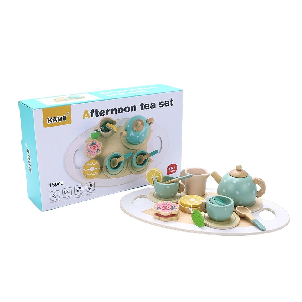 Wooden Children Simulation Afternoon Tea Set Toy.