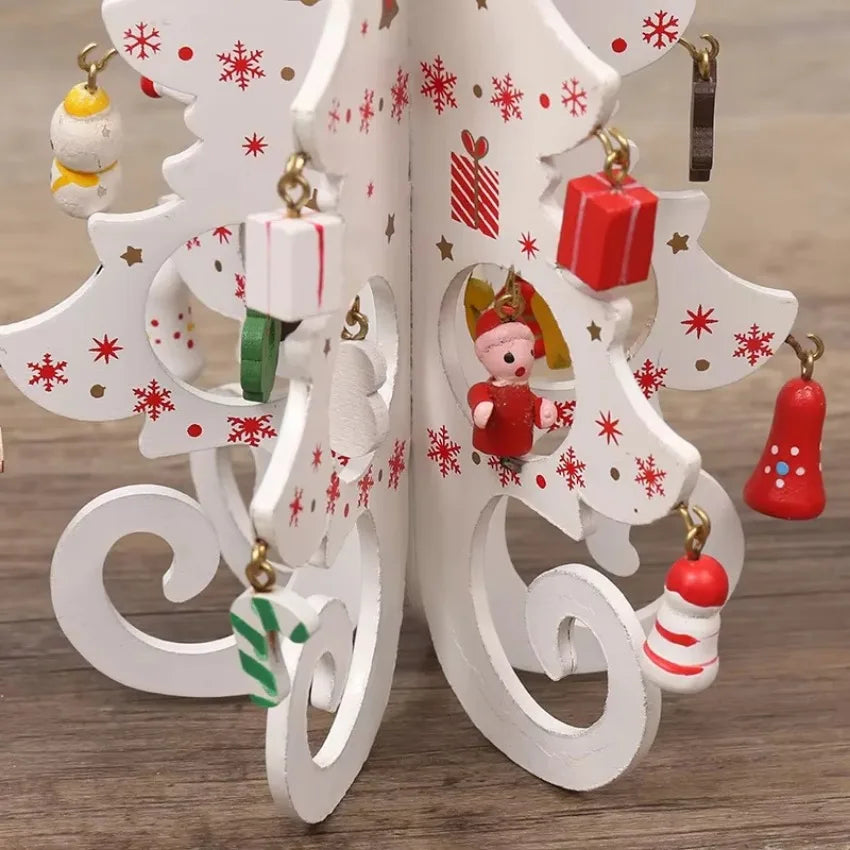 Wooden Christmas Tree Decorations Christmas Ornaments Home Desktop Party Christmas Decor.