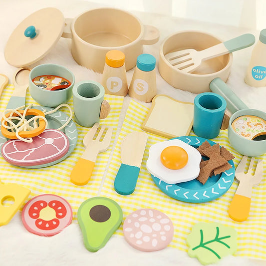 Wooden children's simulation kitchen toys