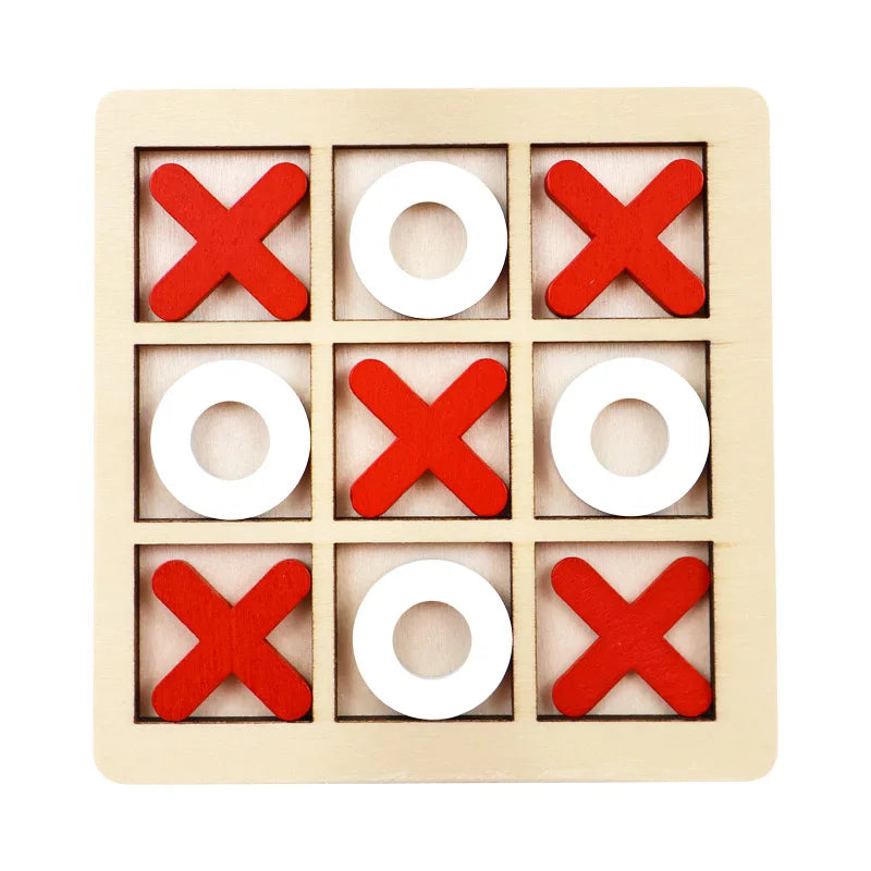 Wooden Tic Tac Toe Puzzle Game for Two Players.