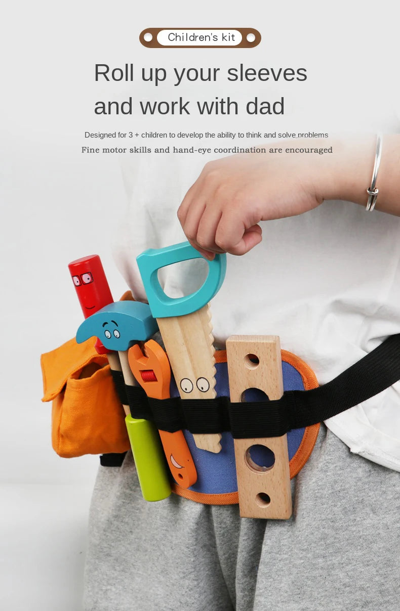 Children's wooden simulation toolkit, wooden tools