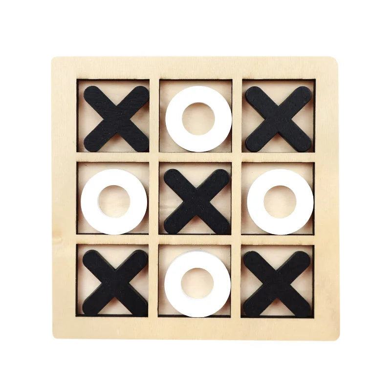 Wooden Tic Tac Toe Puzzle Game for Two Players.