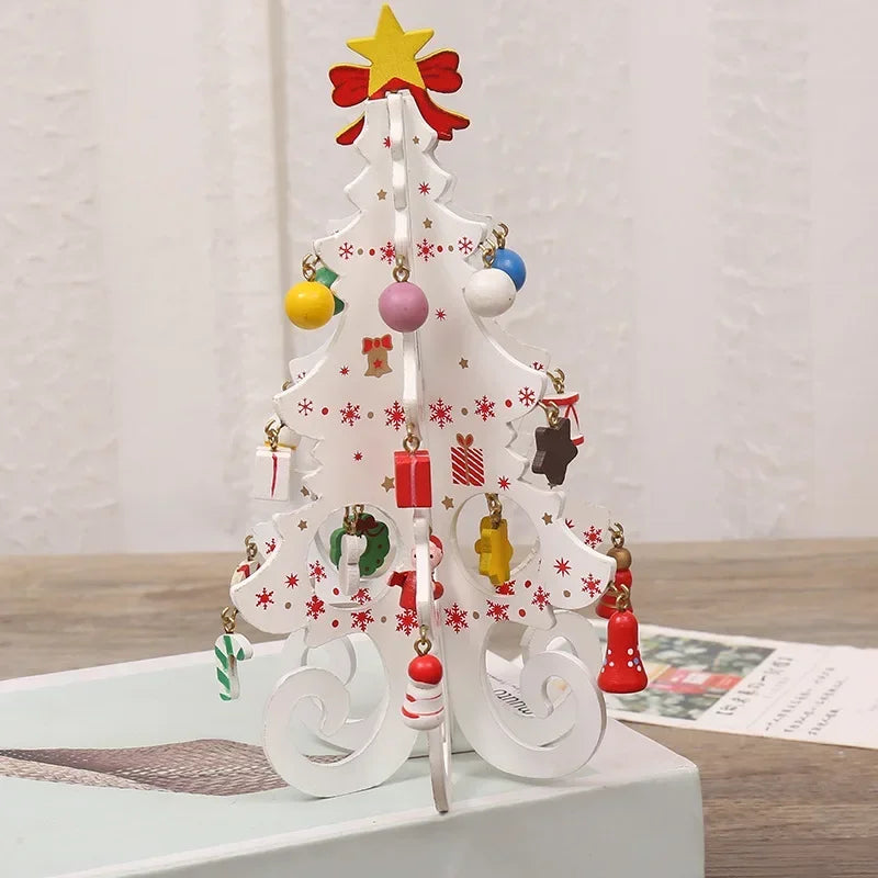 Wooden Christmas Tree Decorations Christmas Ornaments Home Desktop Party Christmas Decor.