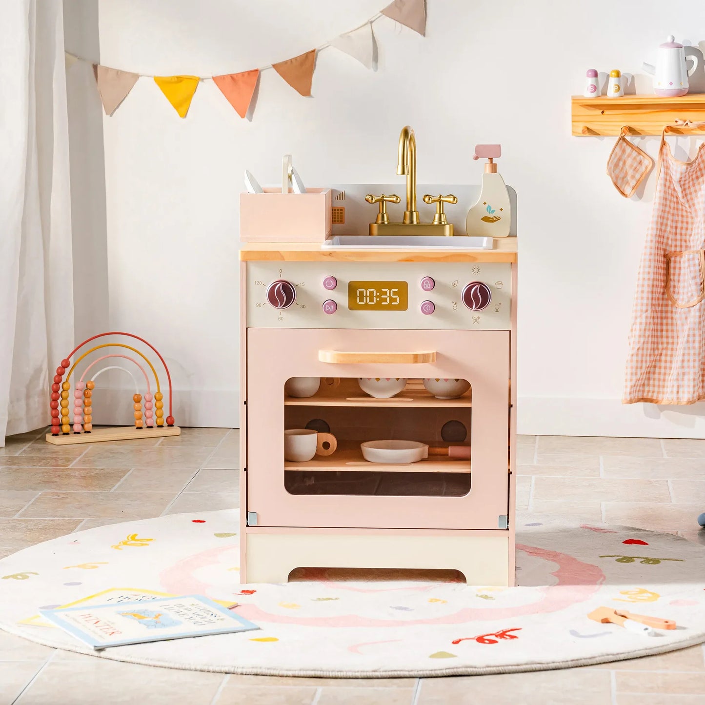 Kids Wooden Corner Kitchen Playset