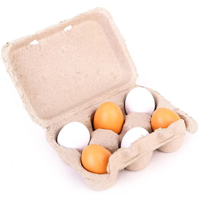 6pcs Wooden Simulation Eggs Toy Set