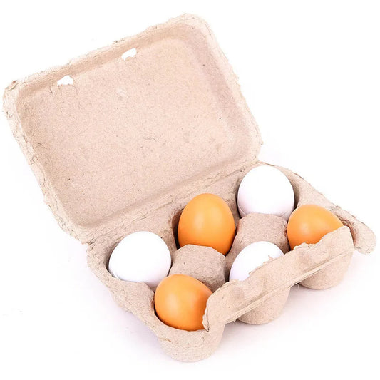 6pcs Wooden Simulation Eggs Toy Set